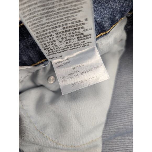 Levis 505 Jeans Men 40x32 Blue Distressed Normcore Straight Grunge Rocker Chore - Picture 5 of 10